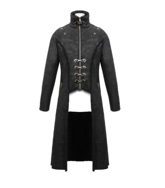 Berserker Mantel mit Schulterfell veganes Leder von Devil Fashion