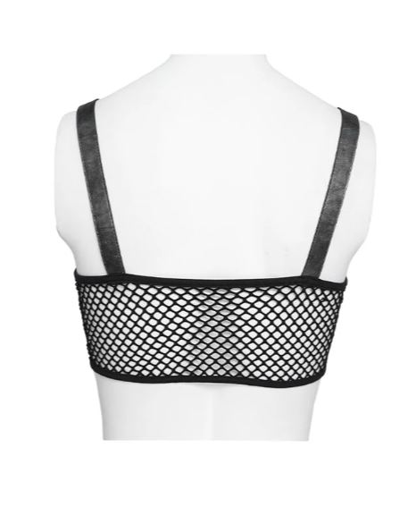 Crop Top in Herzform aus Kunstleder und Netzstoff von Devil Fashion
