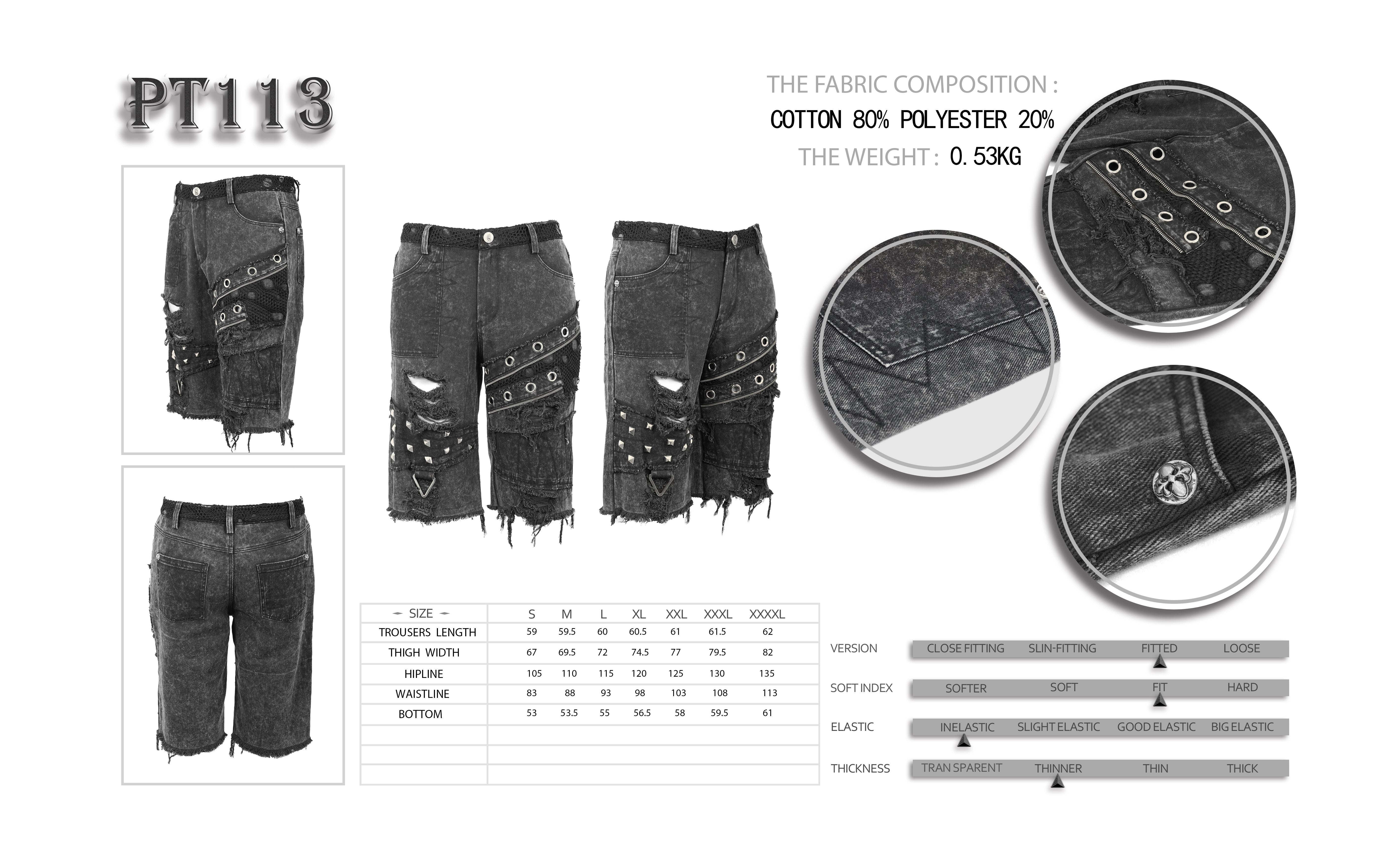 Gothic Maenner Shorts Punky Snowwash von Devil Fashion