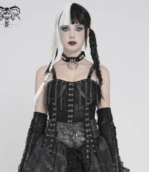 Crop Top im Corset Stil mit Ketten von Devil Fashion
