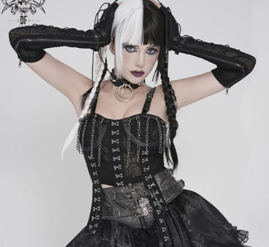 Crop Top im Corset Stil mit Ketten von Devil Fashion