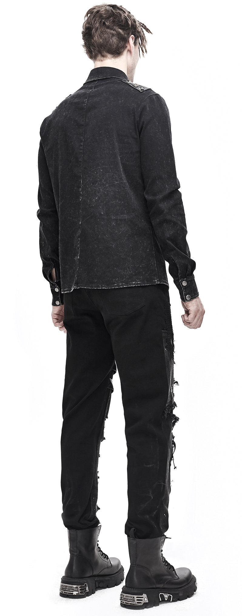 Gothic Männer Hemd Black Stonewash von Devil Fashion