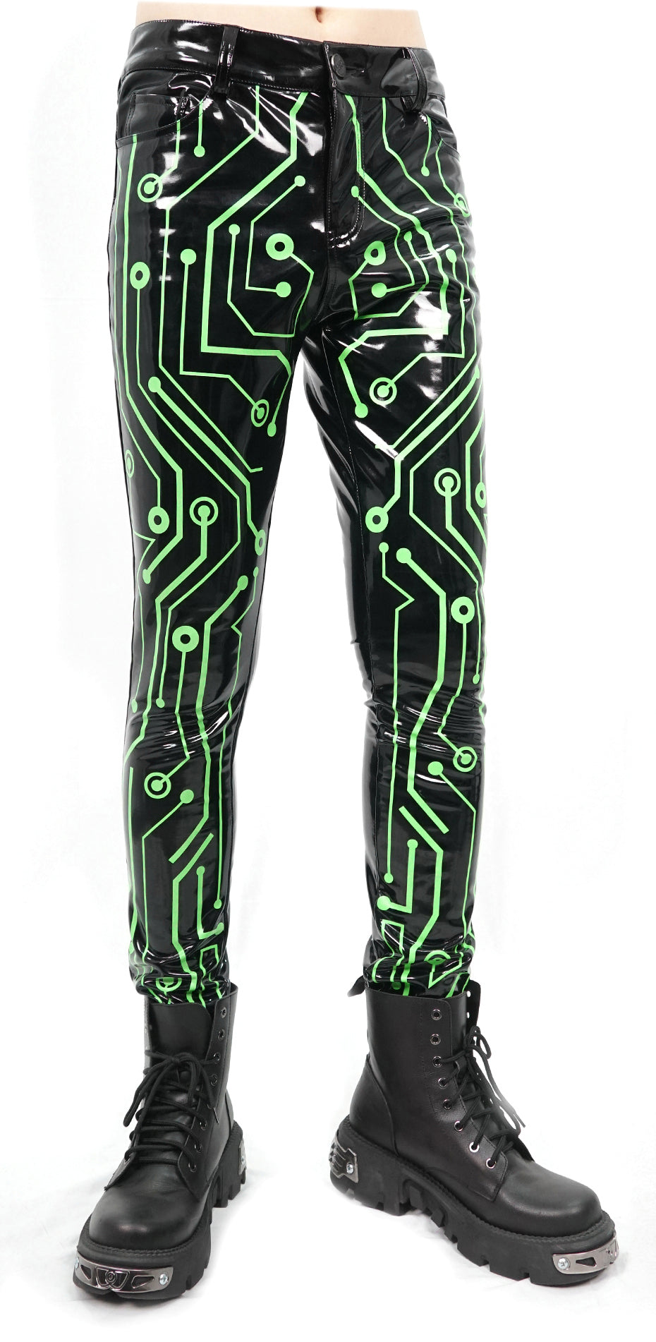 Gothic Männer Hose aus Latex Neon Cyborg von Devil Fashion